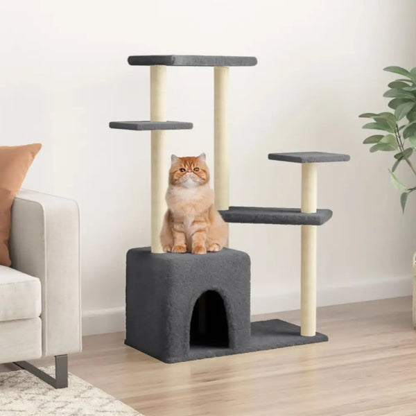 Vidaxl cat tree with sisal scratching posts dark grey 107.5