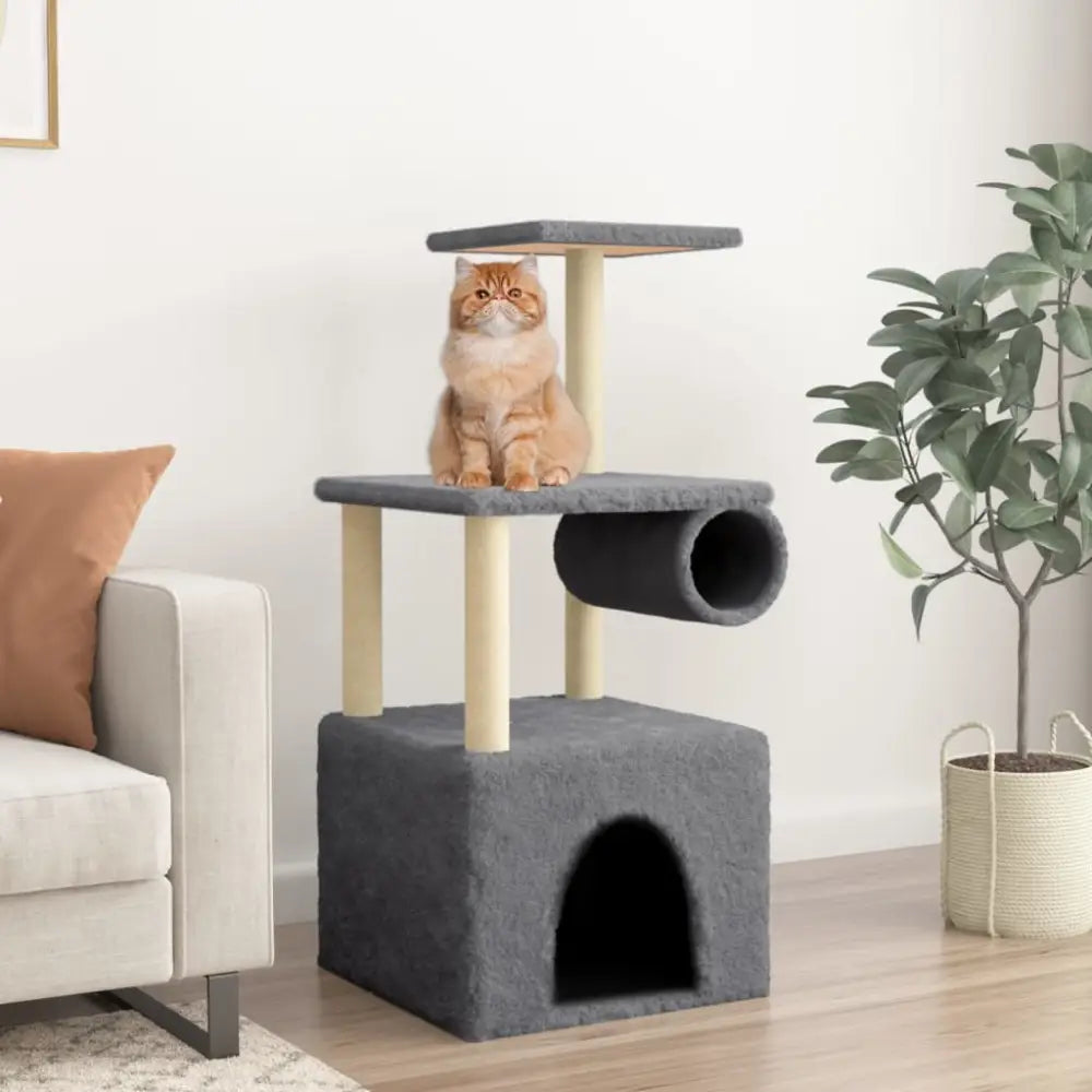 Vidaxl cat tree with sisal scratching posts dark grey 109.5