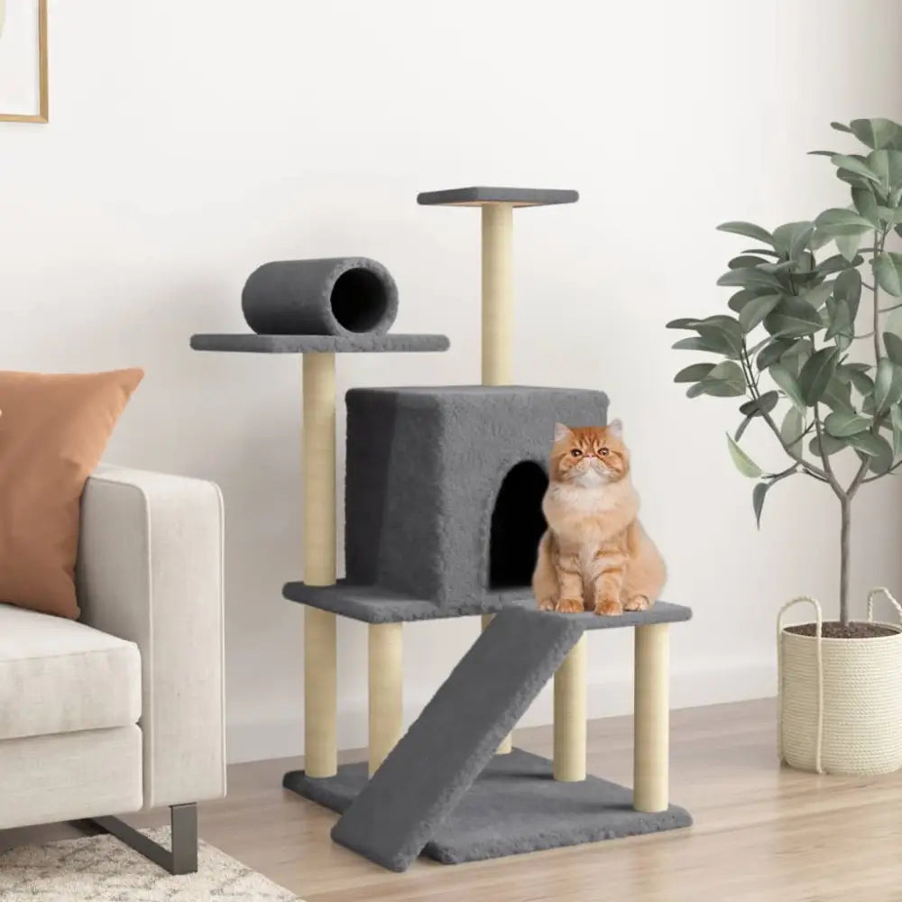 Vidaxl cat tree with sisal scratching posts dark grey 110.5