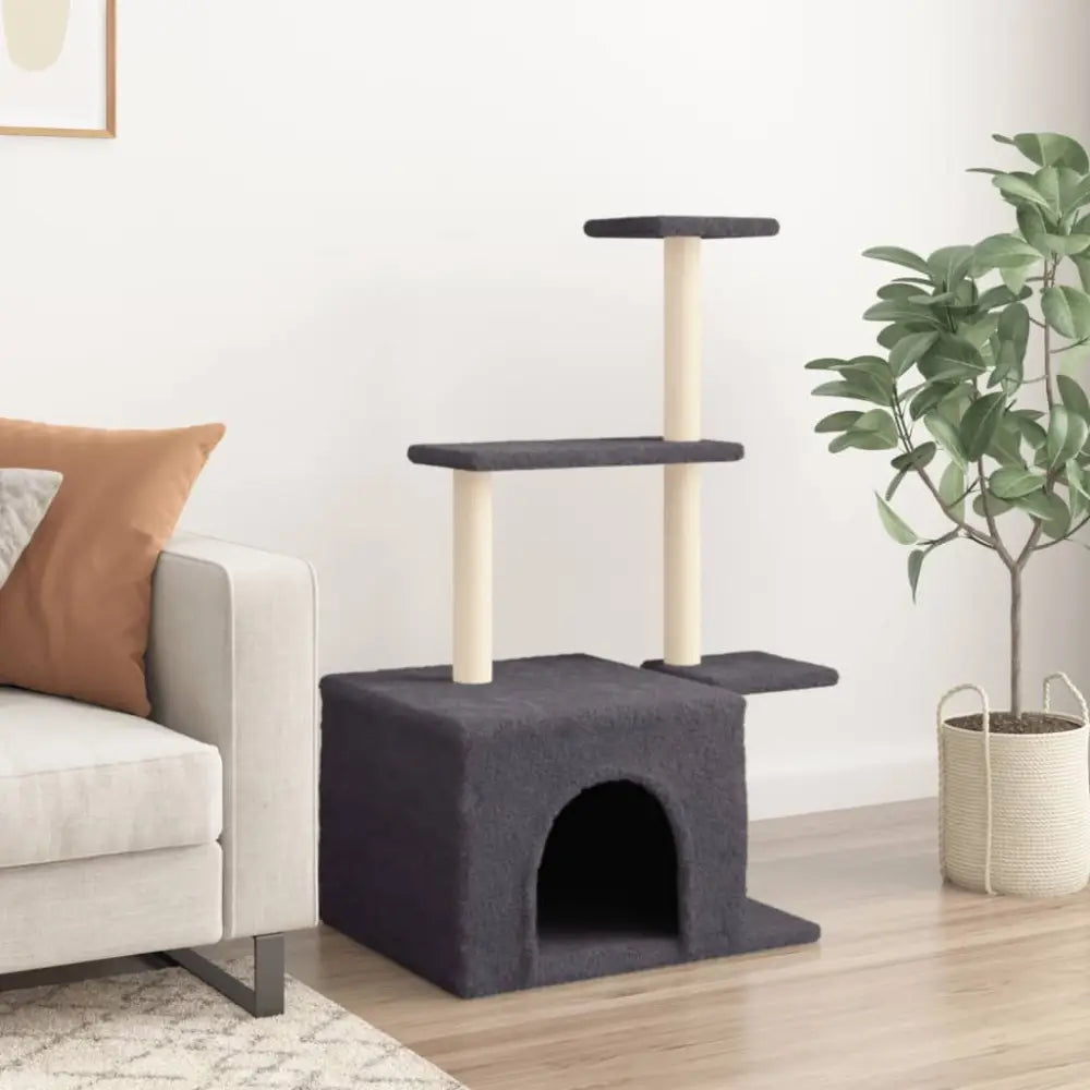 Vidaxl cat tree with sisal scratching posts dark grey 110