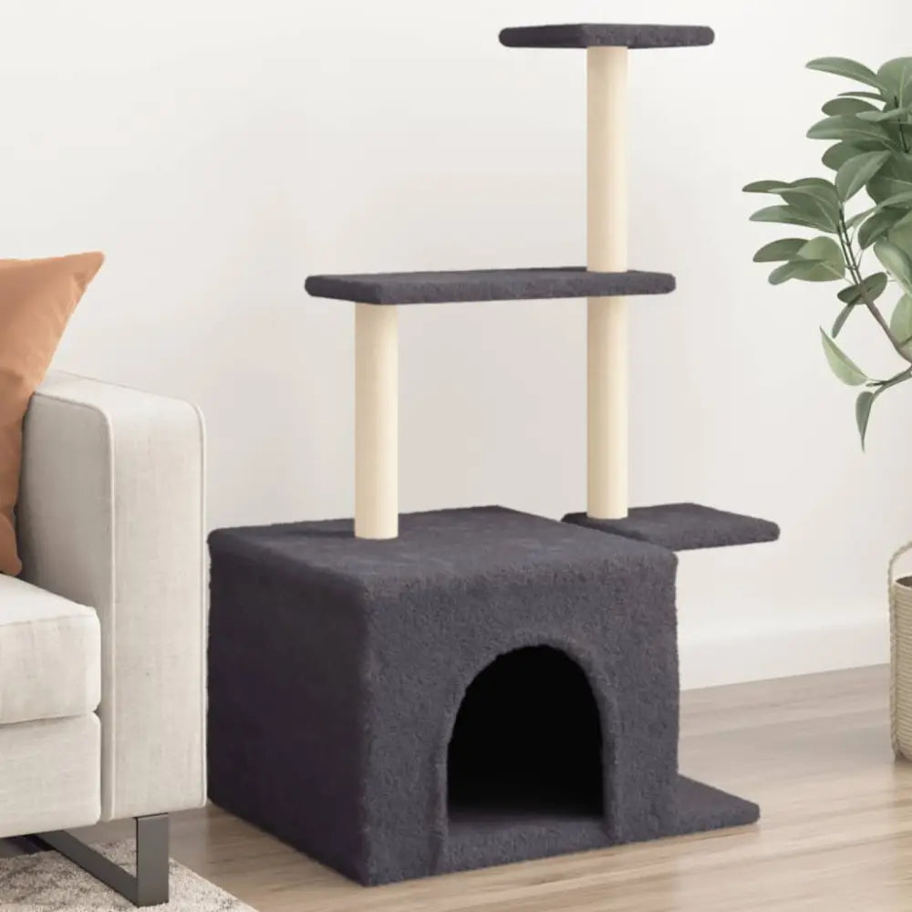 Vidaxl cat tree with sisal scratching posts dark grey 110