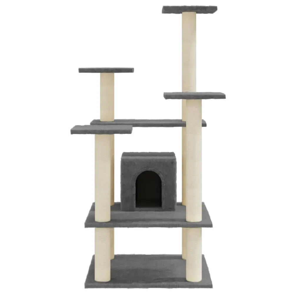 Vidaxl cat tree with sisal scratching posts dark grey 110