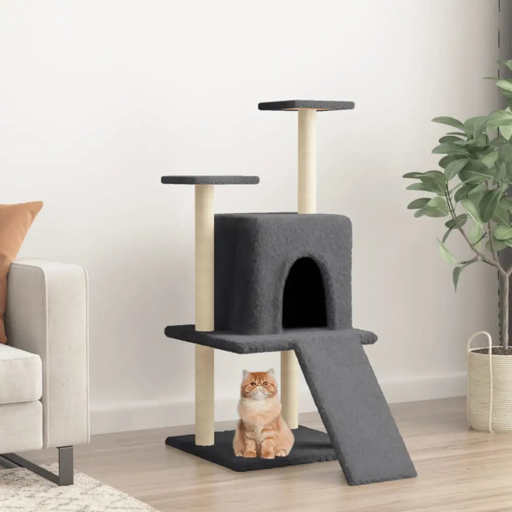 Vidaxl cat tree with sisal scratching posts dark grey 110