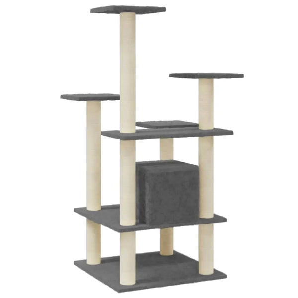 Vidaxl cat tree with sisal scratching posts dark grey 110