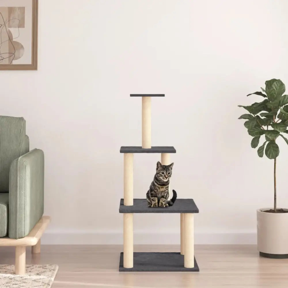 Vidaxl cat tree with sisal scratching posts dark grey 111