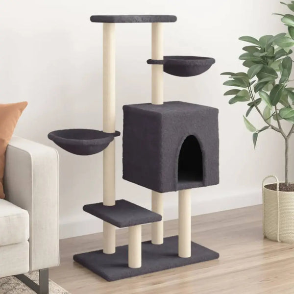 Vidaxl cat tree with sisal scratching posts dark grey 117