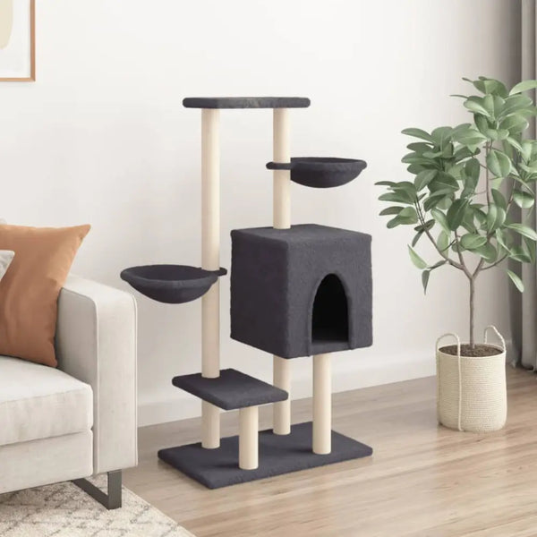 Vidaxl cat tree with sisal scratching posts dark grey 117