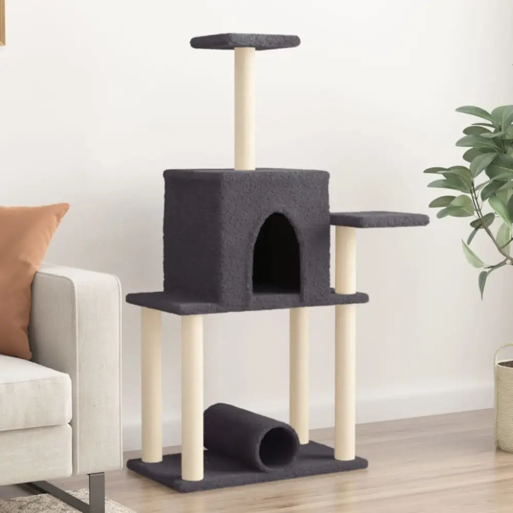 Vidaxl cat tree with sisal scratching posts dark grey 122