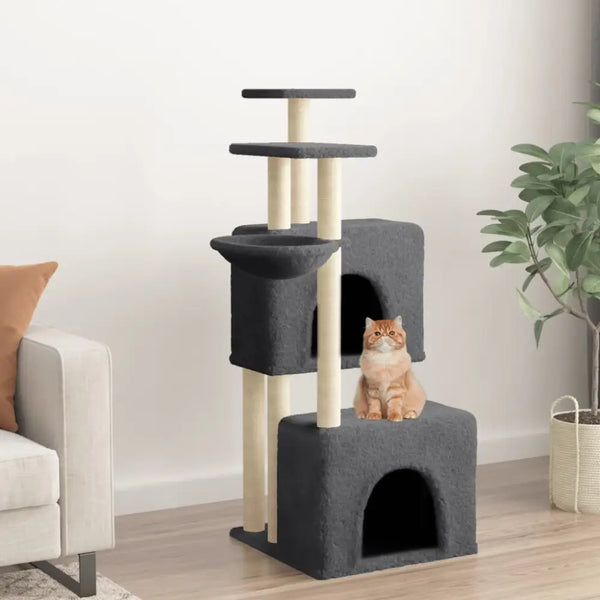 Vidaxl cat tree with sisal scratching posts dark grey 122