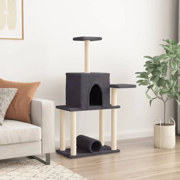 Vidaxl cat tree with sisal scratching posts dark grey 122