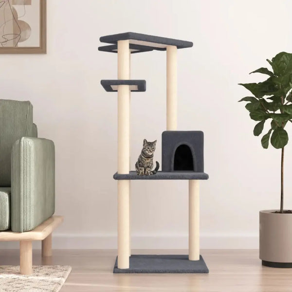 Vidaxl cat tree with sisal scratching posts dark grey 123