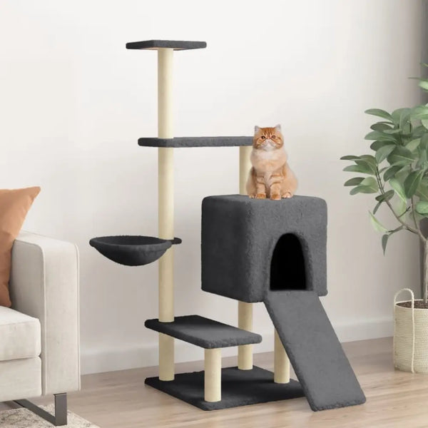 Vidaxl cat tree with sisal scratching posts dark grey 130.5