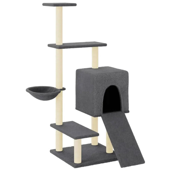 Vidaxl cat tree with sisal scratching posts dark grey 130.5