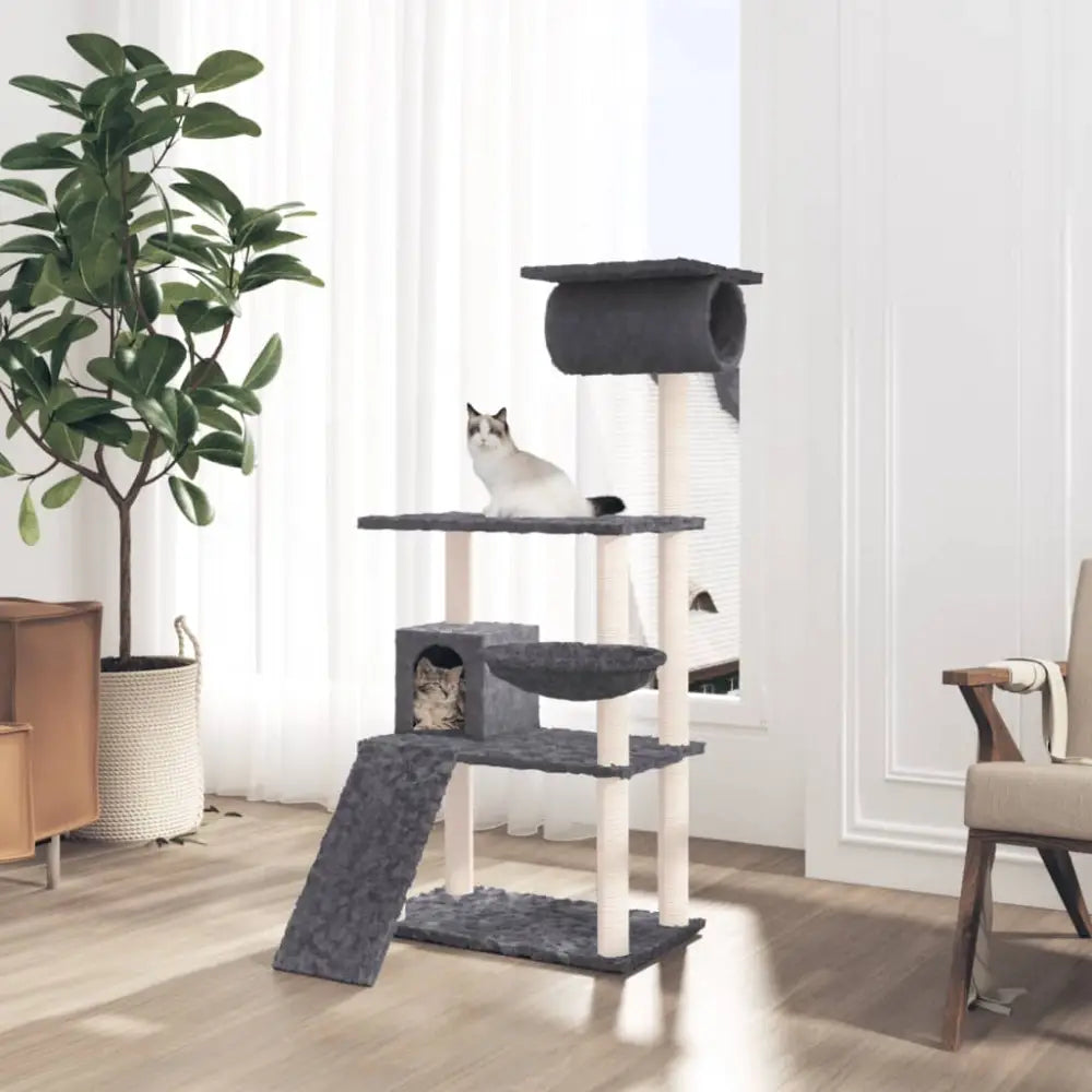 Vidaxl cat tree with sisal scratching posts dark grey 131