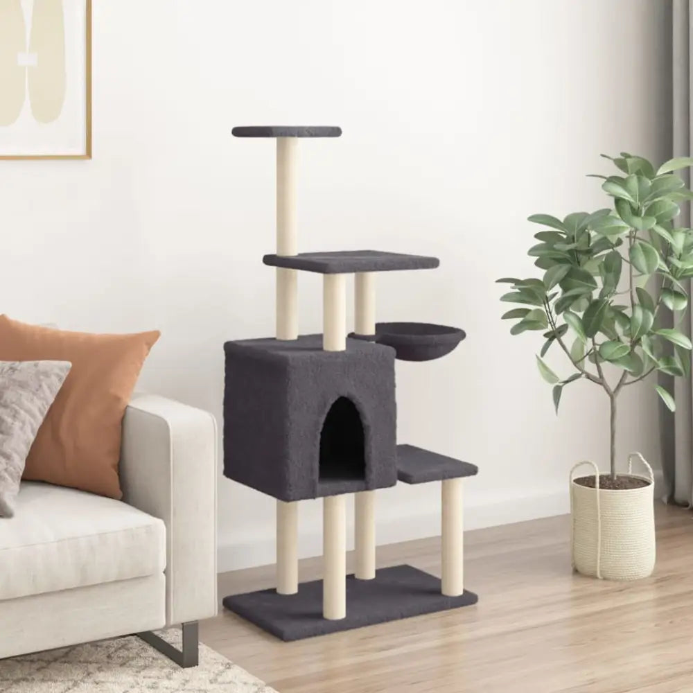 Vidaxl cat tree with sisal scratching posts dark grey 131