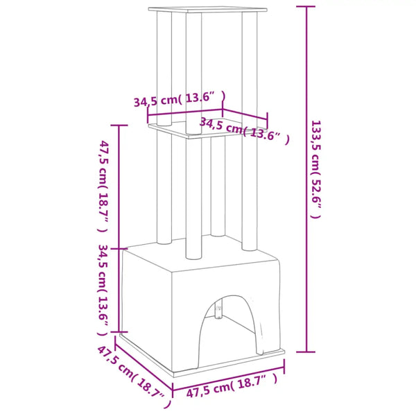 Vidaxl cat tree with sisal scratching posts dark grey 133.5