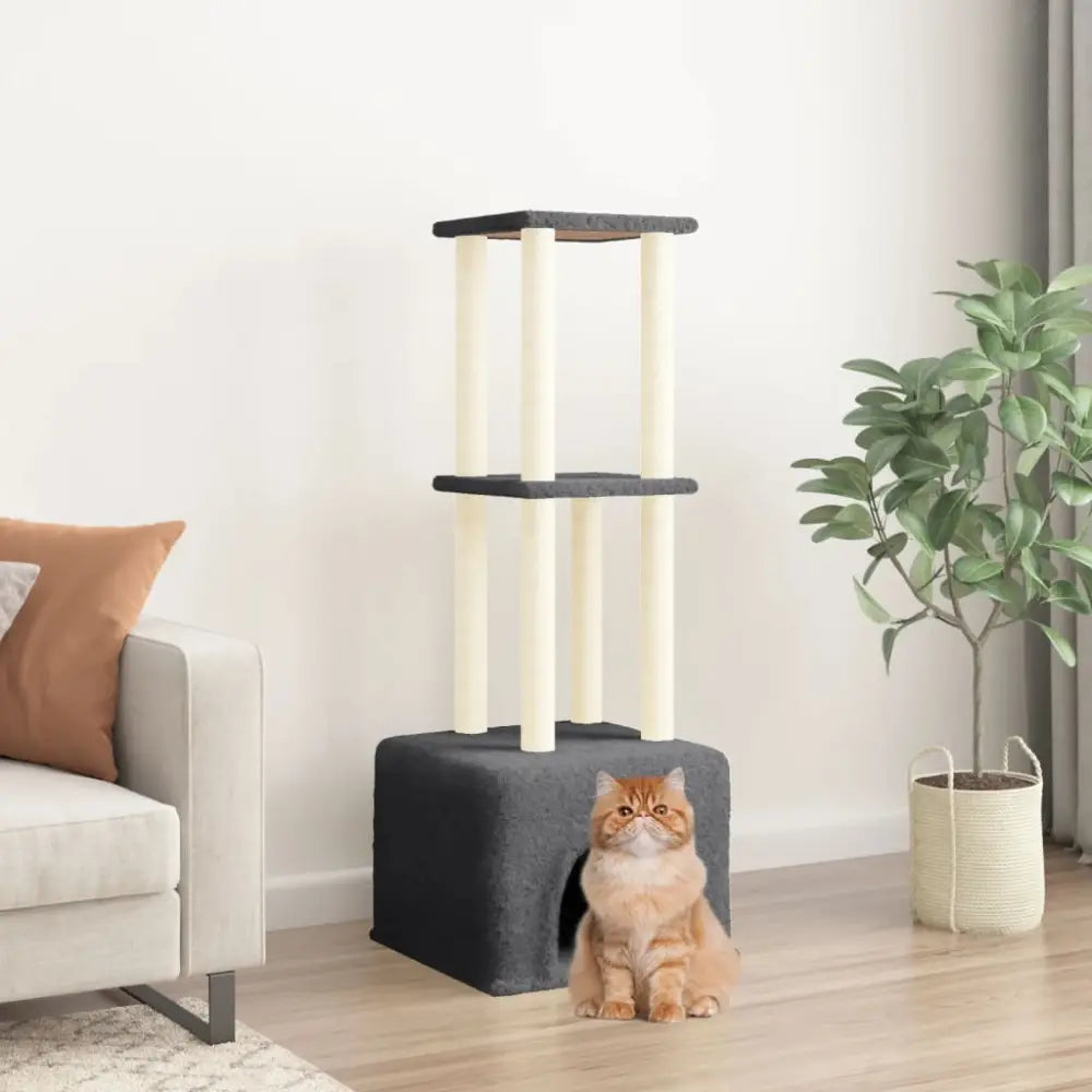 Vidaxl cat tree with sisal scratching posts dark grey 133.5