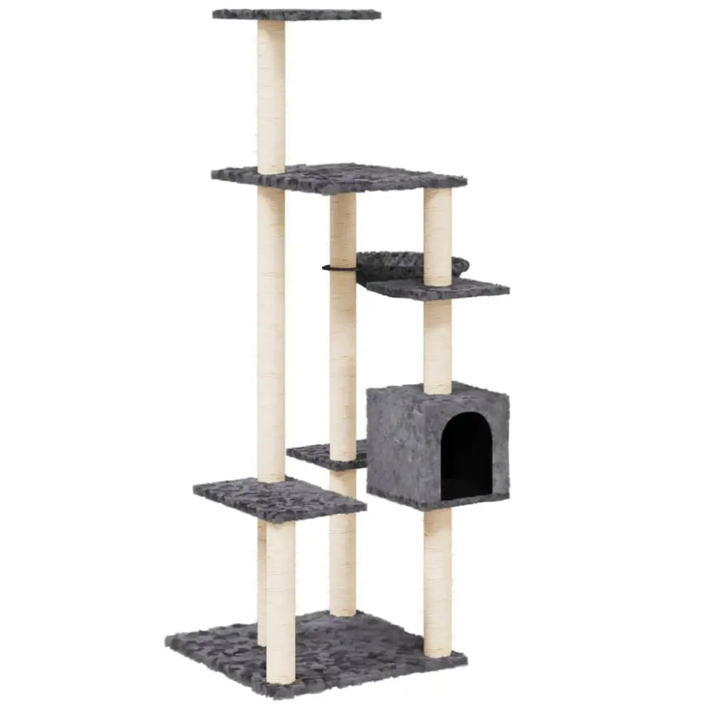 Vidaxl cat tree with sisal scratching posts dark grey 142