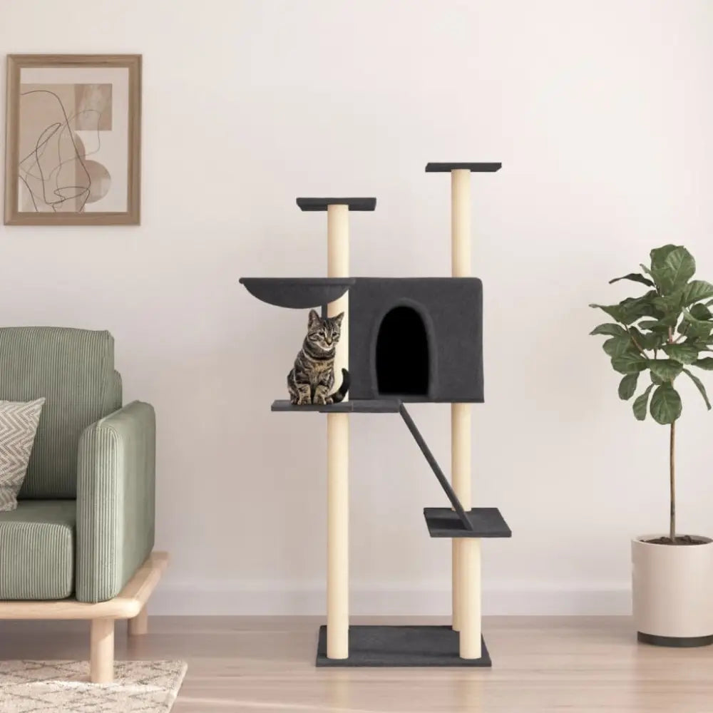 Vidaxl cat tree with sisal scratching posts dark grey 143