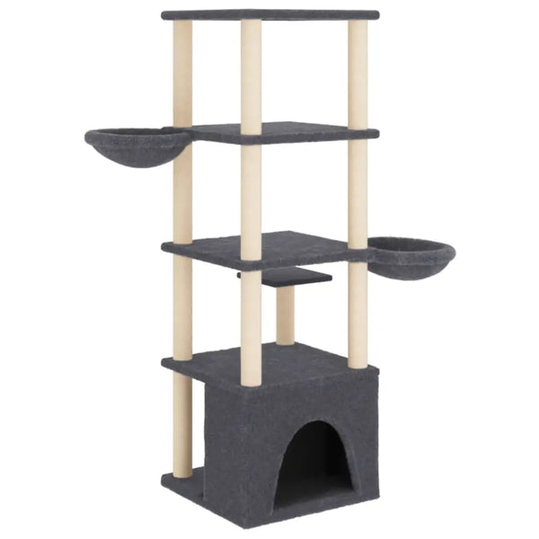 Vidaxl cat tree with sisal scratching posts dark grey 147