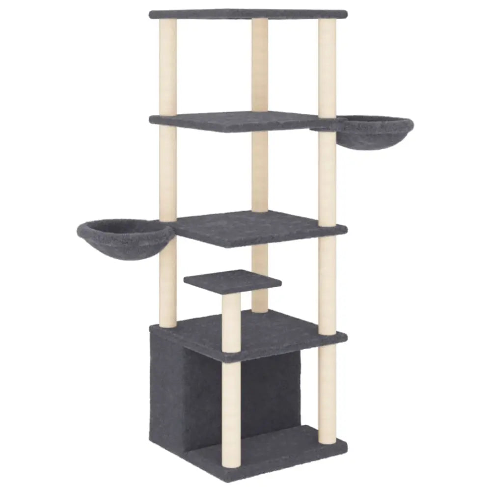 Vidaxl cat tree with sisal scratching posts dark grey 147