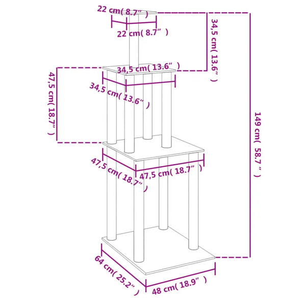 Vidaxl cat tree with sisal scratching posts dark grey 149