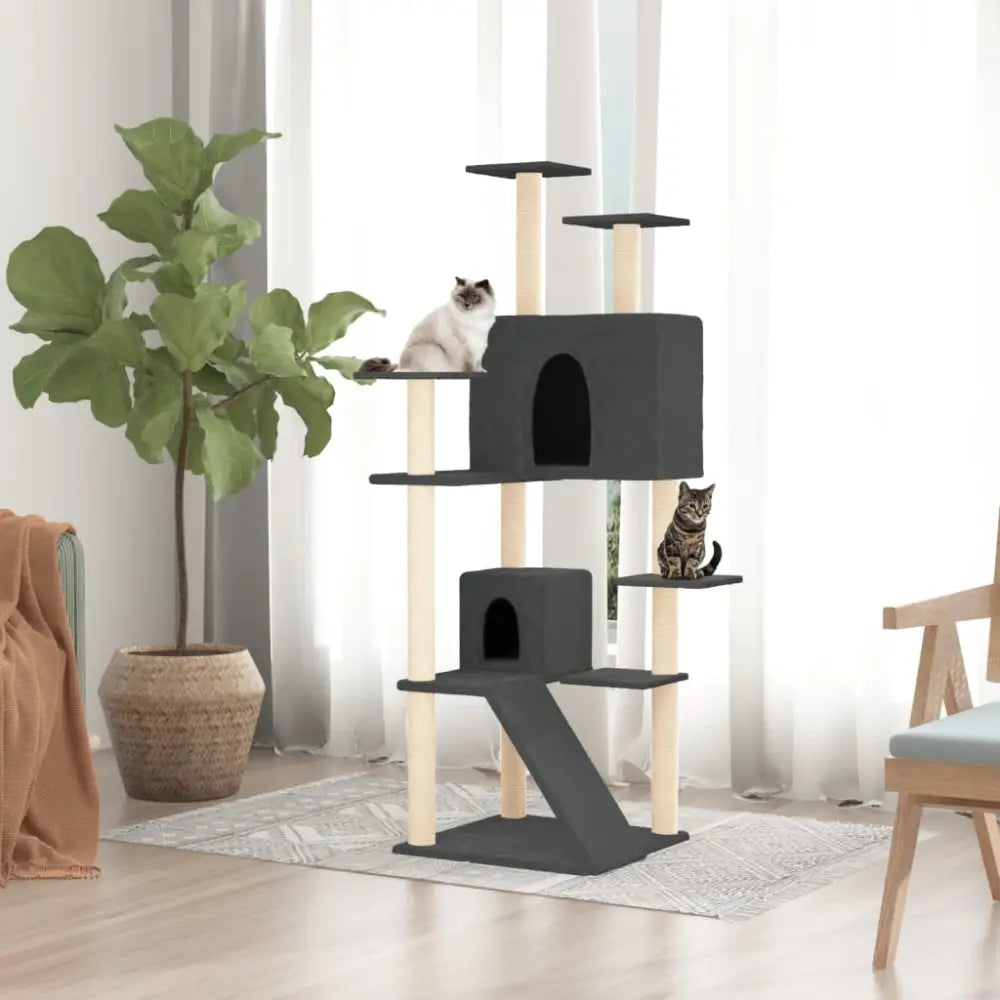 Vidaxl cat tree with sisal scratching posts dark grey 153