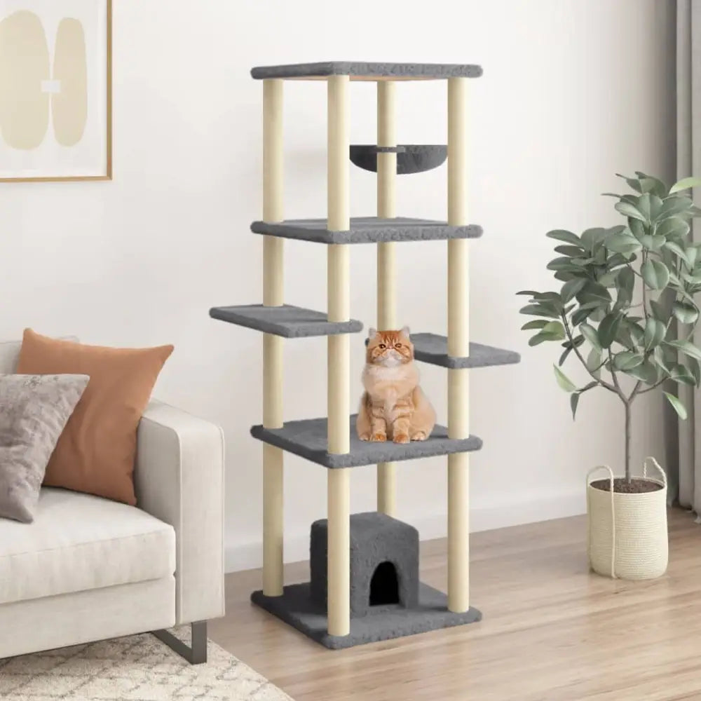 Vidaxl cat tree with sisal scratching posts dark grey 154