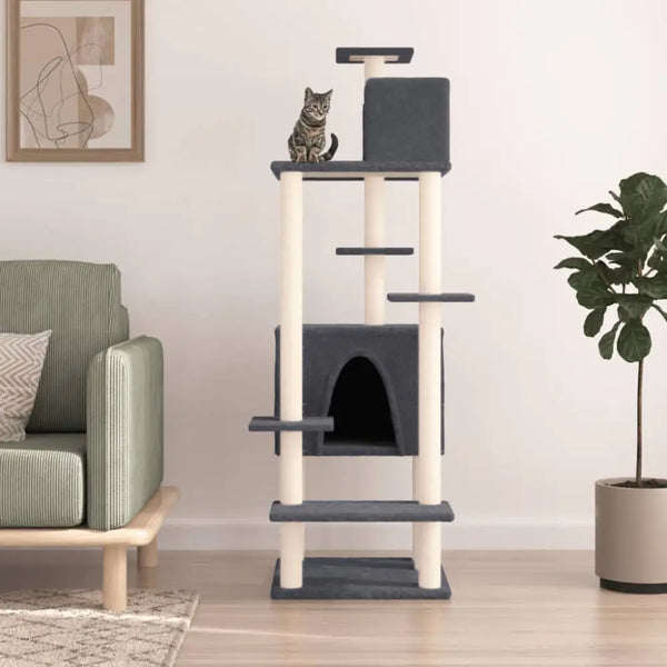 Vidaxl cat tree with sisal scratching posts dark grey 154