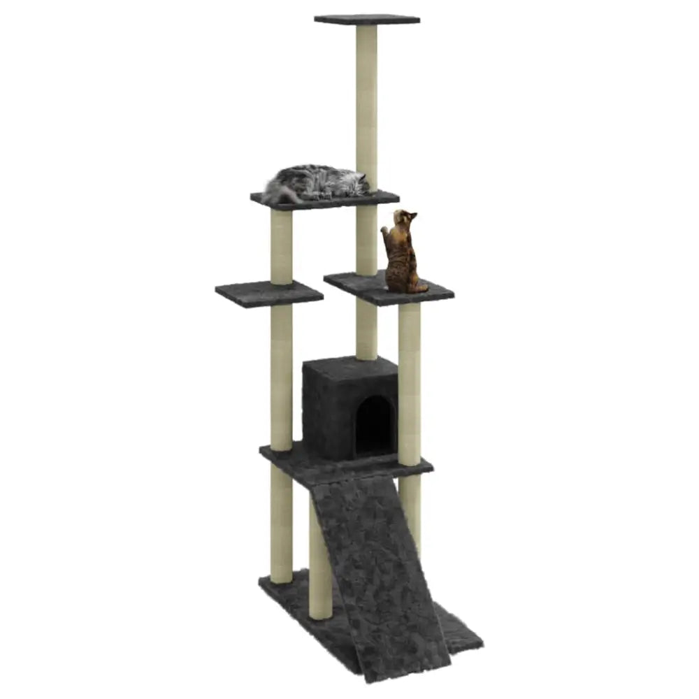 Vidaxl cat tree with sisal scratching posts dark grey 155