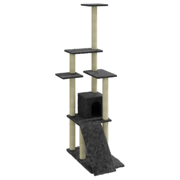 Vidaxl cat tree with sisal scratching posts dark grey 155