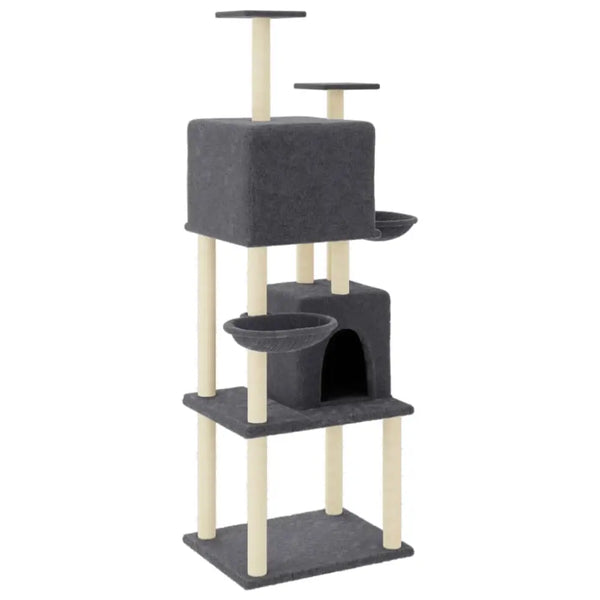 Vidaxl cat tree with sisal scratching posts dark grey 180