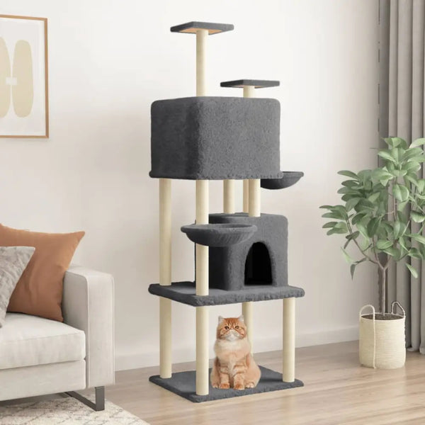 Vidaxl cat tree with sisal scratching posts dark grey 180