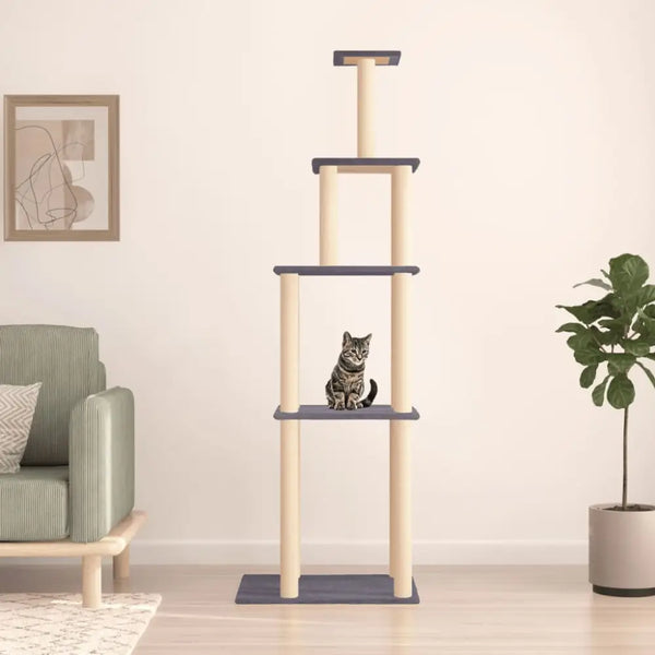 Vidaxl cat tree with sisal scratching posts dark grey 183