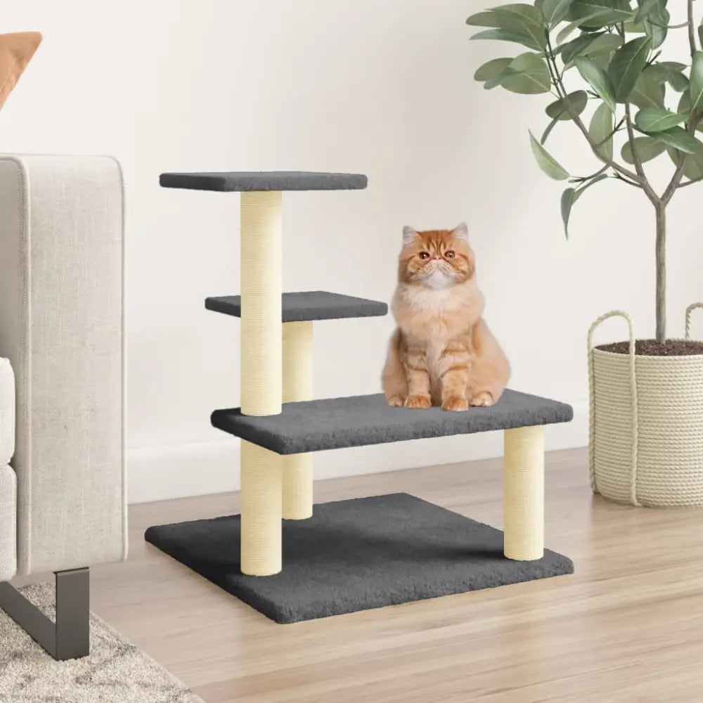 Vidaxl cat tree with sisal scratching posts dark grey 61 cm