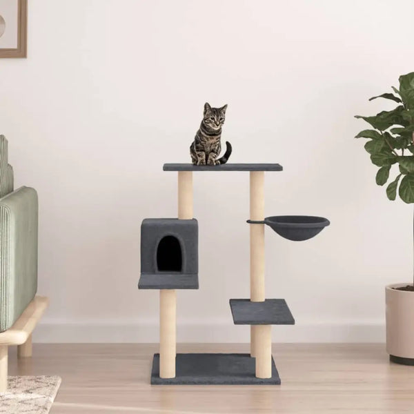 Vidaxl cat tree with sisal scratching posts dark grey 82.5