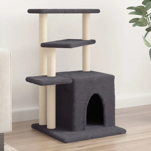 Vidaxl cat tree with sisal scratching posts dark grey 83.5