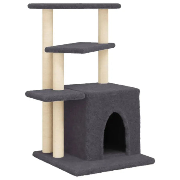 Vidaxl cat tree with sisal scratching posts dark grey 83.5