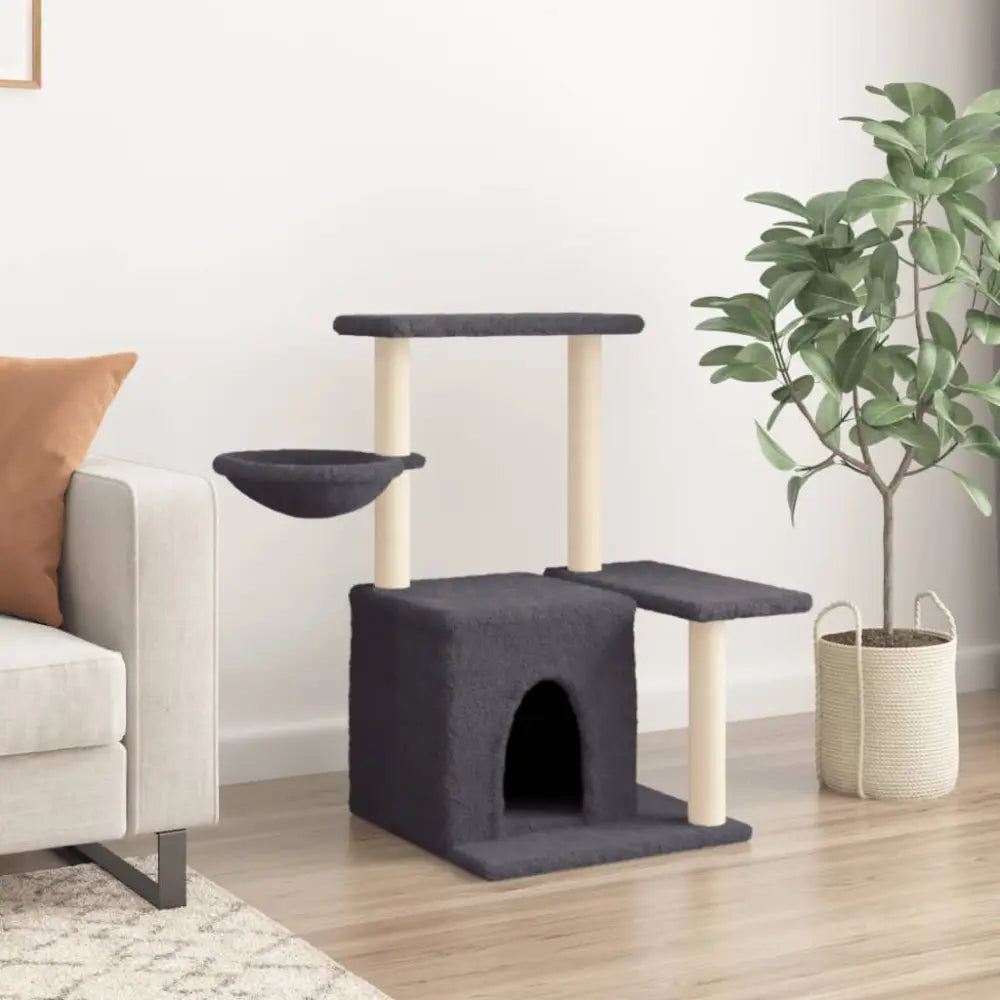 Vidaxl cat tree with sisal scratching posts dark grey 83 cm