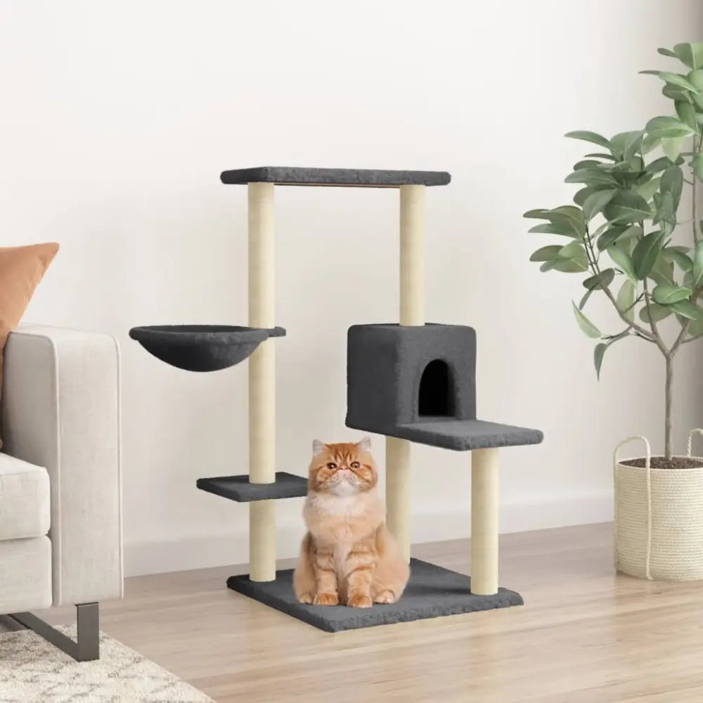 Vidaxl cat tree with sisal scratching posts dark grey 95 cm