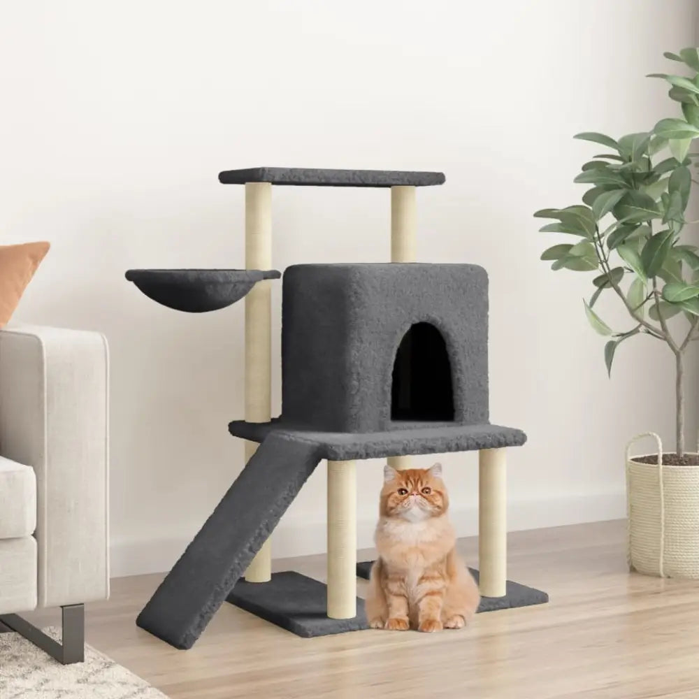 Vidaxl cat tree with sisal scratching posts dark grey 96.5