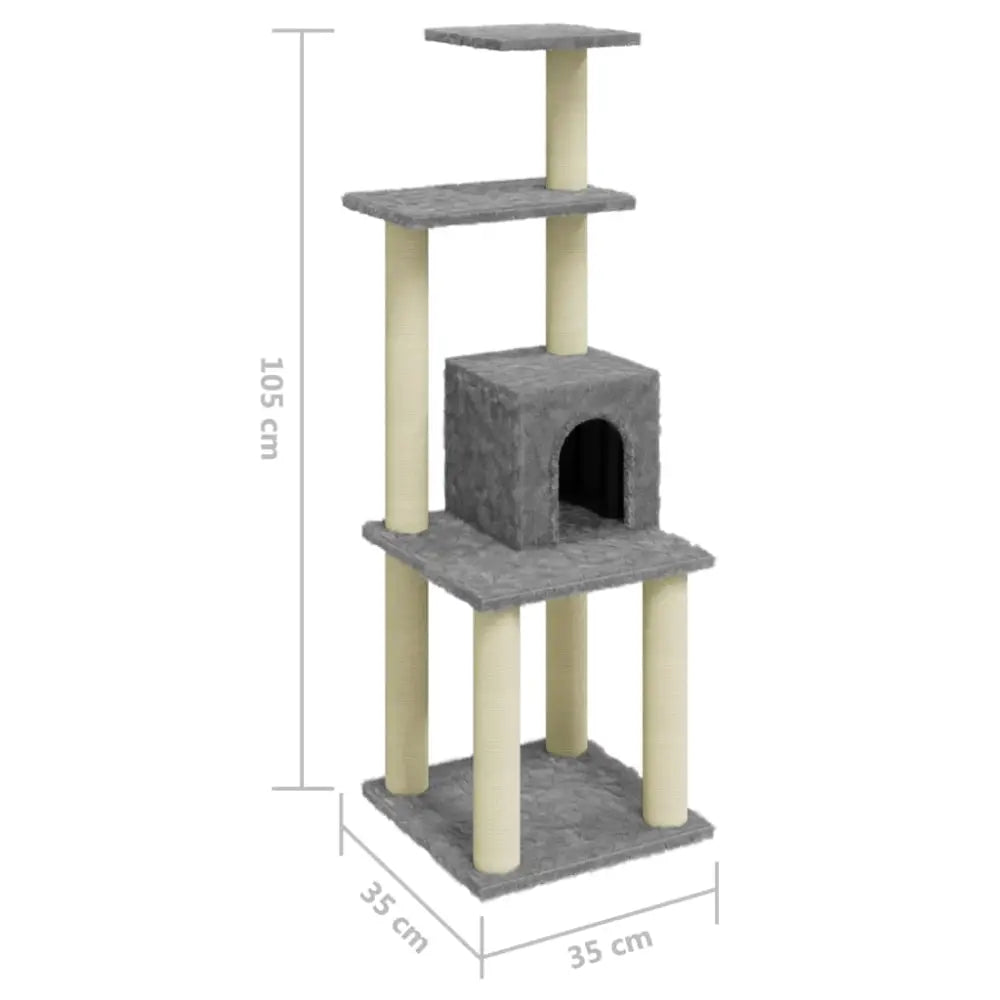 Vidaxl cat tree with sisal scratching posts light grey 105