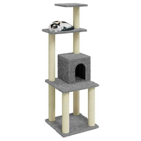 Vidaxl cat tree with sisal scratching posts light grey 105