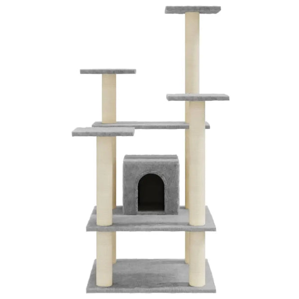 Vidaxl cat tree with sisal scratching posts light grey 110