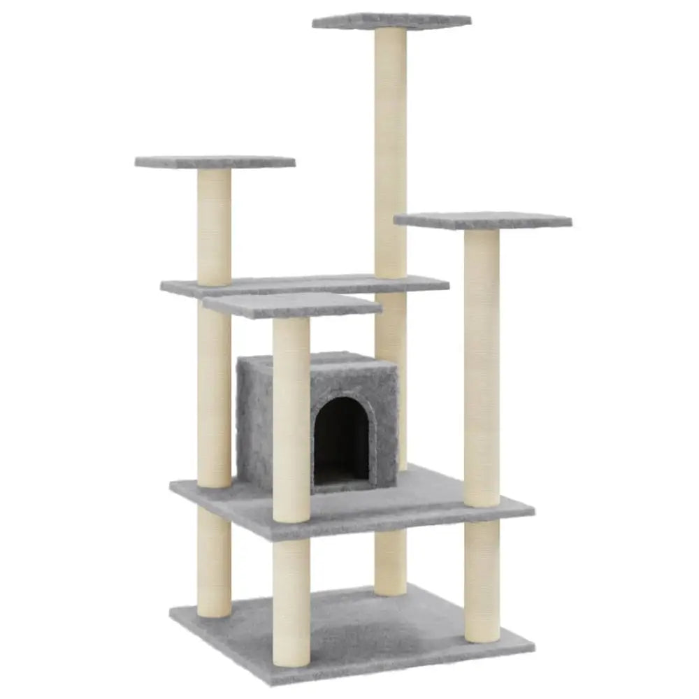 Vidaxl cat tree with sisal scratching posts light grey 110