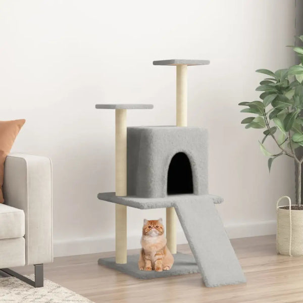 Vidaxl cat tree with sisal scratching posts light grey 110