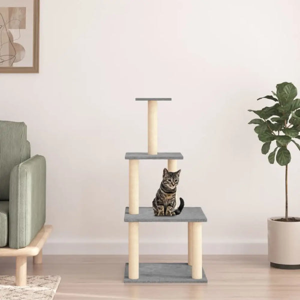 Vidaxl cat tree with sisal scratching posts light grey 111