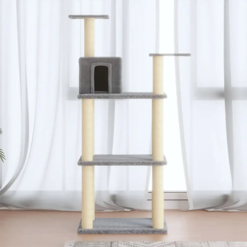 Vidaxl cat tree with sisal scratching posts light grey