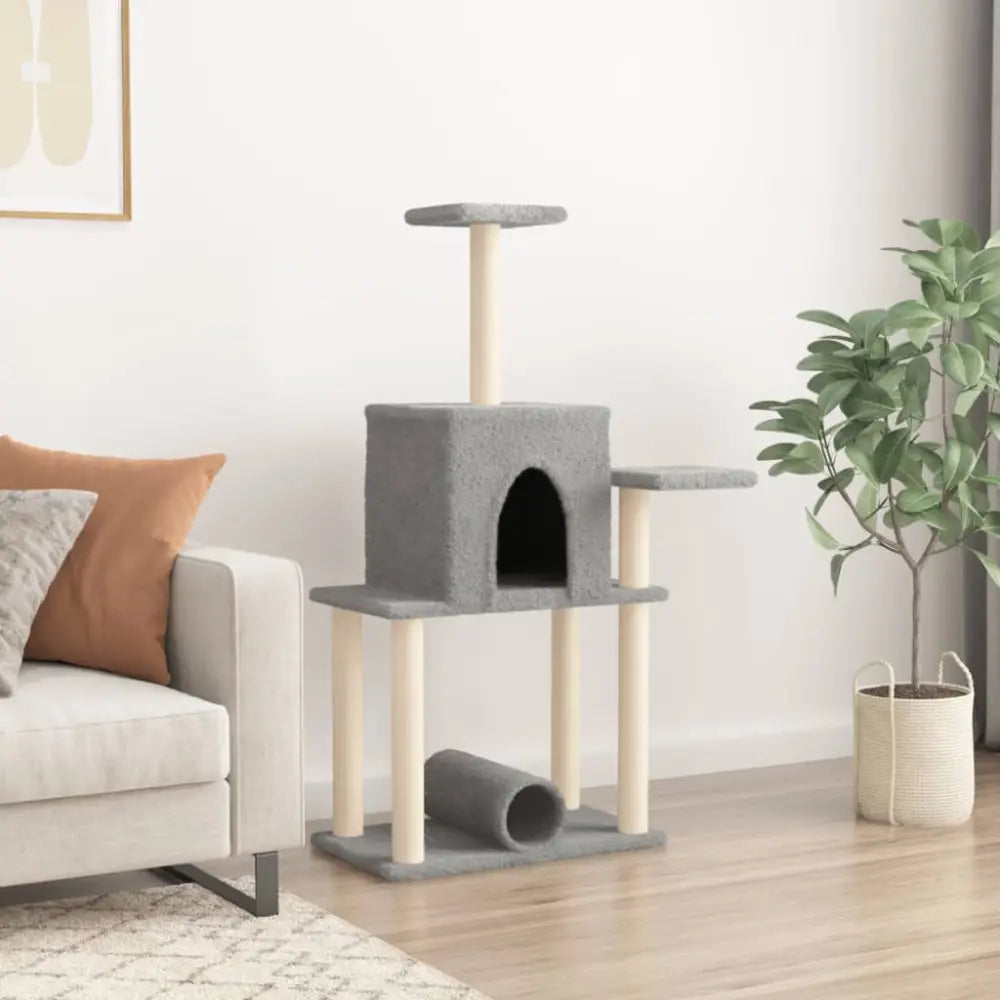 Vidaxl cat tree with sisal scratching posts light grey 122