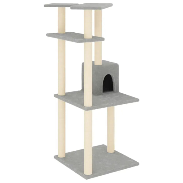 Vidaxl cat tree with sisal scratching posts light grey 123